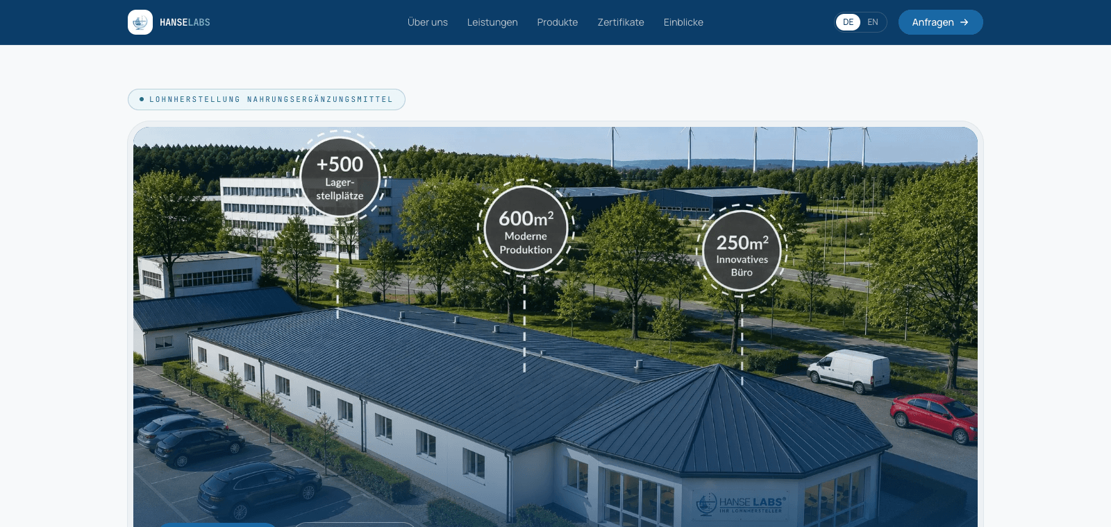 Screenshot of the Hanse Labs AG website