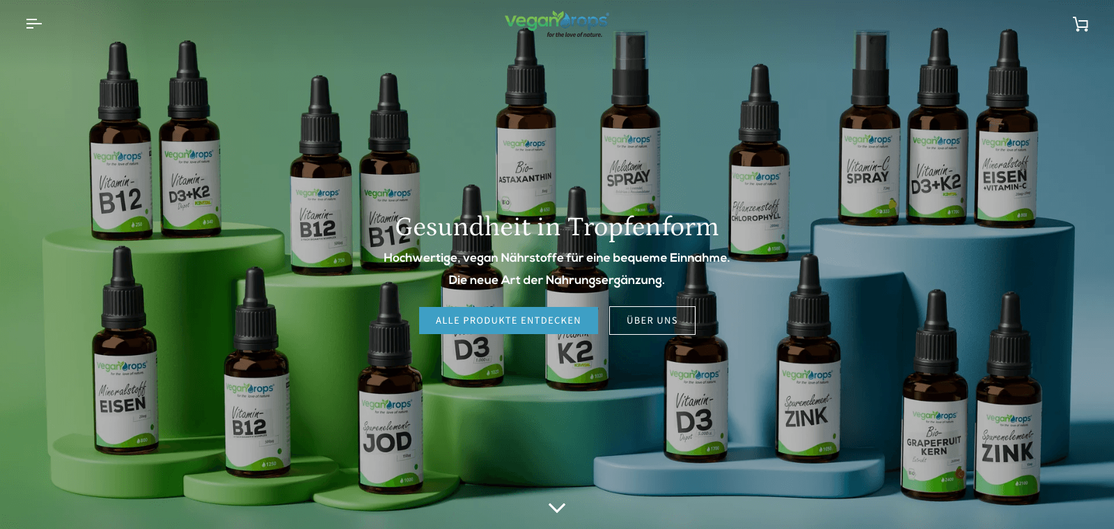 Screenshot of the Vegan Drops website