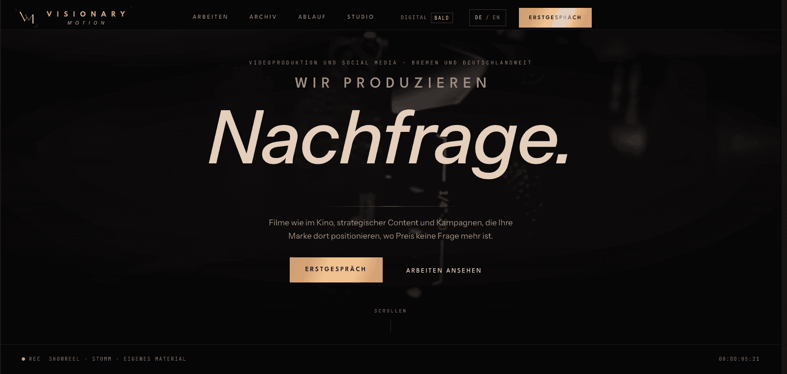 Screenshot of the Visionary Motion website
